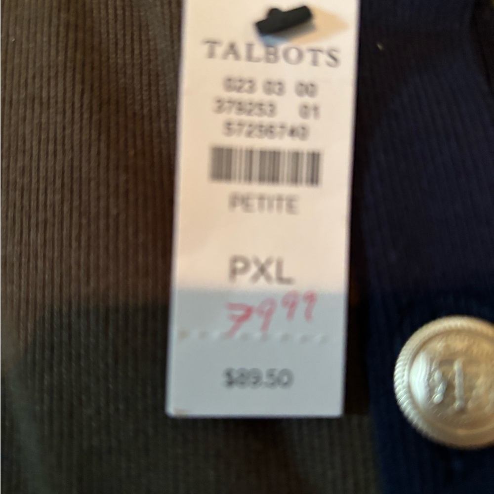 Talbots Women's Cardigan - Olive and Navy
